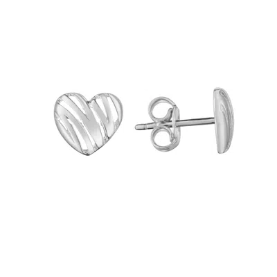Kylie Harper Ladies 14k White Gold 'scribbled' Heart Stud Earrings In Animal Print