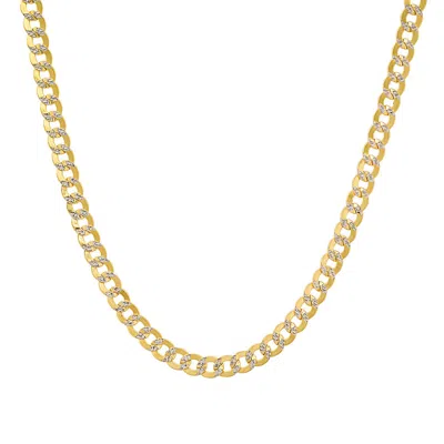 Kylie Harper Men's 14k Two-tone Gold Thick 4.5mm Diamond-cut Pave Miami Cuban Curb Chain Necklace In ["two Tone"]