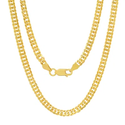 Kylie Harper Men's Gold Italian 4mm Miami Cuban Double Curb Chain Necklace- Unisex - 22" - 24"