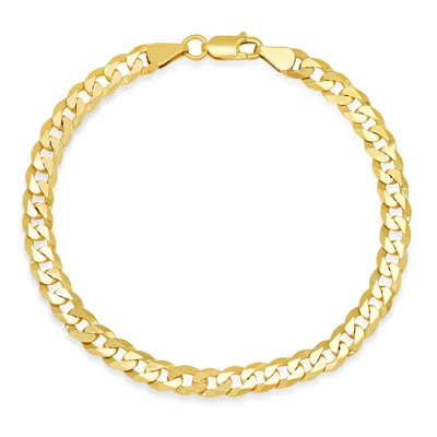 Kylie Harper Men's Italian 14k Yellow Gold Over Silver 8.5" Miami Cuban Curb Chain Bracelet In Gold Tone