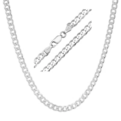 Kylie Harper Men's Italian Sterling Silver 4mm Miami Cuban Curb Chain Necklace - Unisex - 18" - 24"
