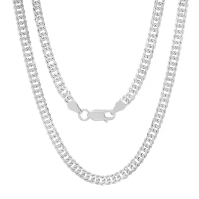 Kylie Harper Men's Italian Sterling Silver 4mm Miami Cuban Double Curb Chain Necklace- Unisex - 22" - 24"