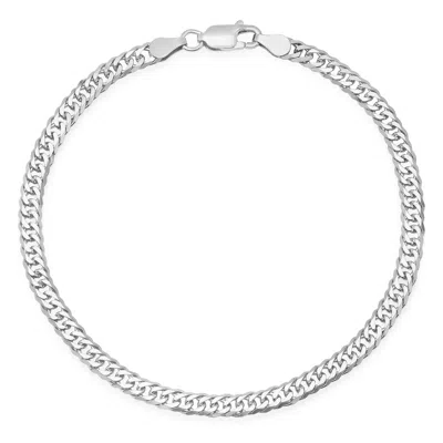 Kylie Harper Men's Italian Sterling Silver 8.5" Miami Cuban Double Curb Chain Bracelet In Silver Tone