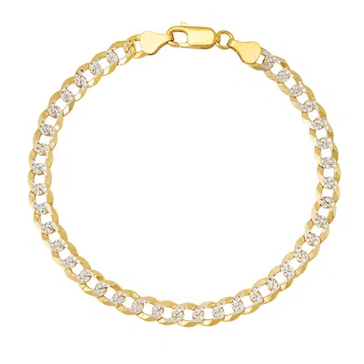 Kylie Harper Men's Thick 8.5" Italian Gold Two-tone Diamond-cut Pave Miami Cuban Curb Chain Bracelet In Two Tone