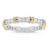 KYLIE HARPER KYLIE HARPER SILVER & GOLD TWO-TONE ROUND-CUT CZ "X" STACKABLE ETERNITY BAND RING