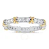 Kylie Harper Silver & Gold Two-tone Round-cut Cz "x" Stackable Eternity Band Ring In Two Tone