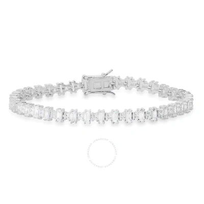 Kylie Harper Stering Silver Princess & Baguette-cut Cubic Zirconia  Cz Tennis Bracelet - 7.25" In Silver-tone