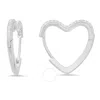 Kylie Harper Sterling Silver 20mm Heart Shaped Pave Cz Hoop Earrings