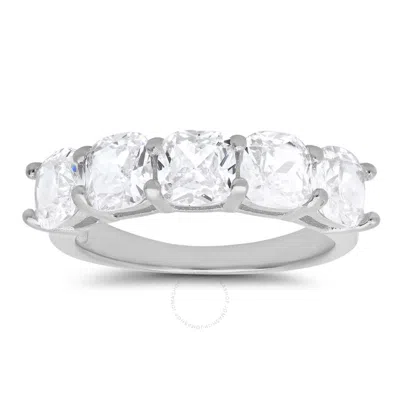 Kylie Harper Sterling Silver 5-stone Cushion-cut Cubic Zirconia  Cz Ring In Silver Tone