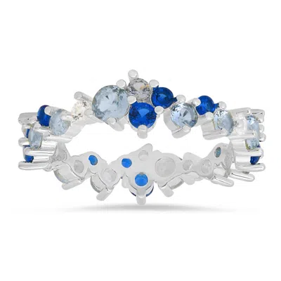 Kylie Harper Sterling Silver Abstract Blue Sapphire Ombre Eternity Band Ring
