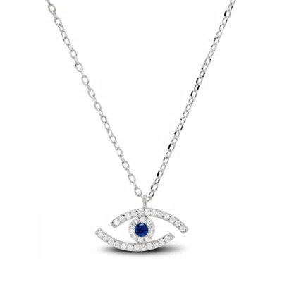 Kylie Harper Sterling Silver Abstract Cz Evil Eye Pendant