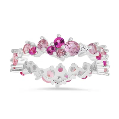 Kylie Harper Sterling Silver Abstract Pink Sapphire Ombre Eternity Band Ring In ["silver Tone"]