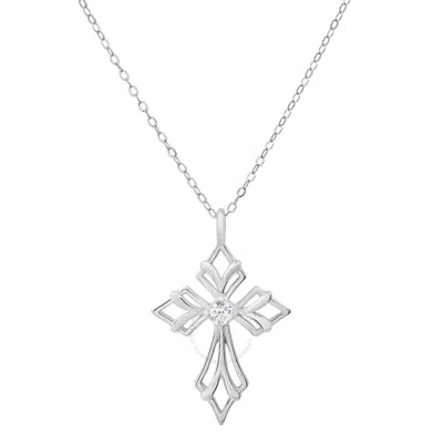 Kylie Harper Sterling Silver Art Deco Cross Pendant In White