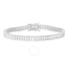 Kylie Harper Sterling Silver Baguette-cut Cubic Zirconia  Cz Tennis Bracelet - 7.25" In Silver-tone