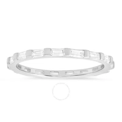 Kylie Harper Sterling Silver Baguette Cz Stackable Eternity Band Ring In Silver Tone