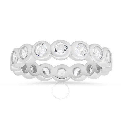 Kylie Harper Sterling Silver Bezel-set Cubic Zirconia  Cz Eternity Band Ring In Metallic