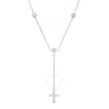 Kylie Harper Sterling Silver Bezel-set Cz Cross Y Necklace In Silver Tone
