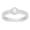 Kylie Harper Sterling Silver Bezel-set Cz Curb Chain Ring In Silver Tone