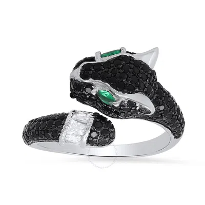 Kylie Harper Sterling Silver Black Panther Cubic Zirconia  Cz Ring In Silver Tone