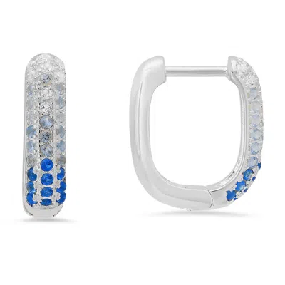 Kylie Harper Sterling Silver Blue Sapphire Ombre Pave Cz Hoop Earrings
