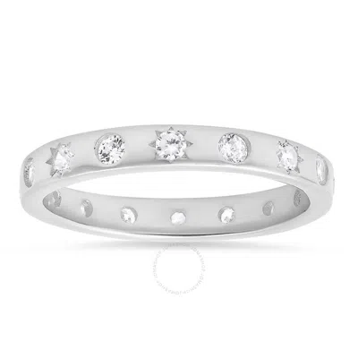 Kylie Harper Sterling Silver Celestial Cz Eternity Band Ring In Silver Tone