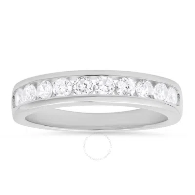 Kylie Harper Sterling Silver Channel-set Round Cz Band Ring In Silver Tone