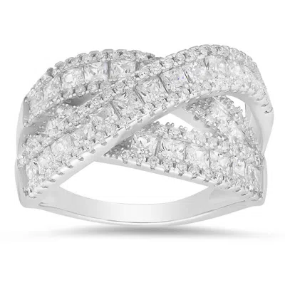 Kylie Harper Sterling Silver Crossover Highway Statement Ring In Metallic