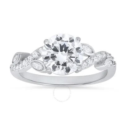 Kylie Harper Sterling Silver Cubic Zirconia  Cz Floral Ring In Silver Tone