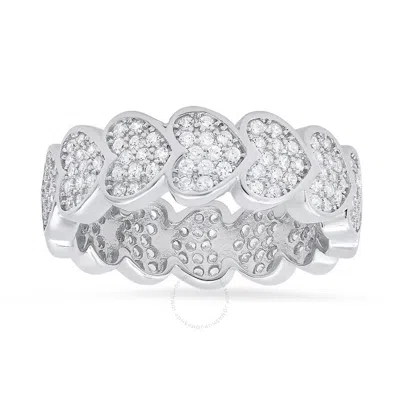 Kylie Harper Sterling Silver Cubic Zirconia  Cz Heart Eternity Band Ring In Silver Tone