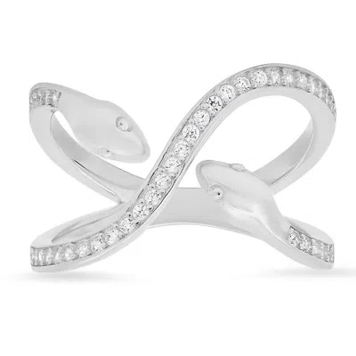 Kylie Harper Sterling Silver Cubic Zirconia  Cz Snake Ring