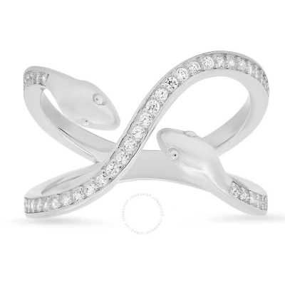 Kylie Harper Sterling Silver Cubic Zirconia  Cz Snake Ring In Silver-tone