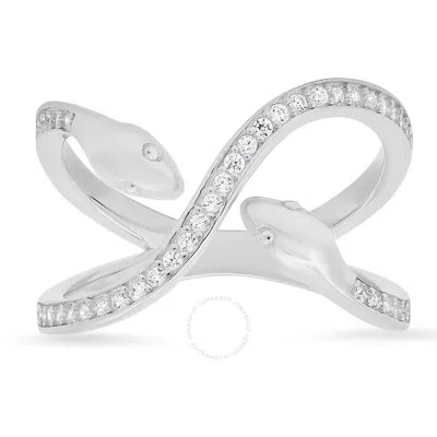 Kylie Harper Sterling Silver Cubic Zirconia  Cz Snake Ring In Silver Tone