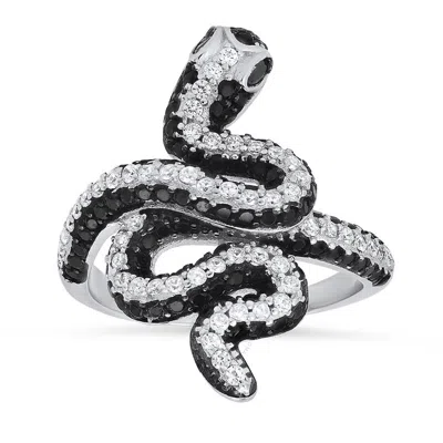 Kylie Harper Sterling Silver Cubic Zirconia  Cz Snake Ring In Silver Tone