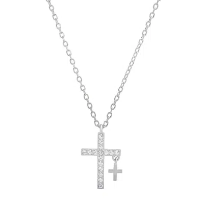 Kylie Harper Sterling Silver Cz Double Cross Pendant