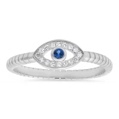 Kylie Harper Sterling Silver Cz Evil Eye Ring In Multi