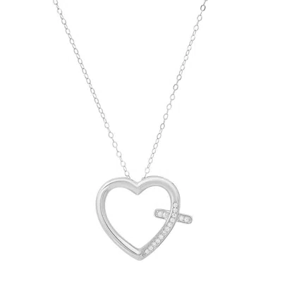 Kylie Harper Sterling Silver Cz Heart Cross Pendant