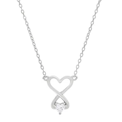 Kylie Harper Sterling Silver Cz Infinity Love Heart Necklace In ["silver Tone"]