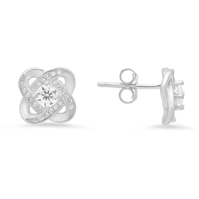 Kylie Harper Sterling Silver Cz Love Knot Stud Earrings