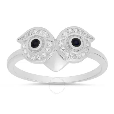 Kylie Harper Sterling Silver Cz Owl Ring In Silver Tone