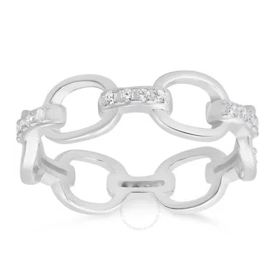 Kylie Harper Sterling Silver Cz Paper Clip Band Ring In Silver Tone