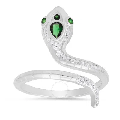 Kylie Harper Sterling Silver Cz Snake Ring In Silver Tone