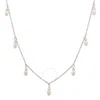 Kylie Harper Sterling Silver Dangling Pearl Charm Choker Necklace In Silver Tone