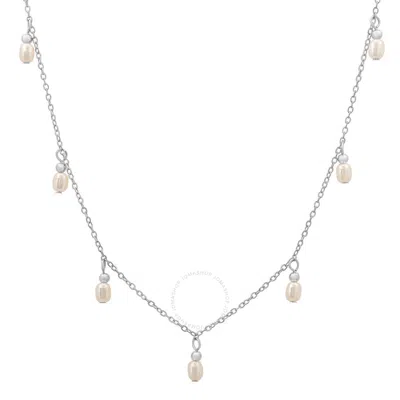 Kylie Harper Sterling Silver Dangling Pearl Charm Choker Necklace In Metallic