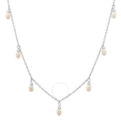Kylie Harper Sterling Silver Dangling Pearl Charm Choker Necklace In Silver Tone