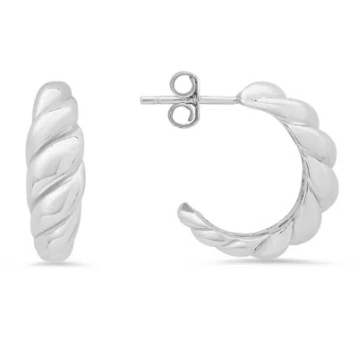 Kylie Harper Sterling Silver Domed Wave Statement Hoop Earrings