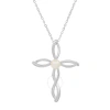 Kylie Harper Sterling Silver Genuine Pearl Cross Pendant In Silver-tone
