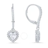 KYLIE HARPER KYLIE HARPER STERLING SILVER HEART-CUT CZ BIRTHSTONE HALO LEVERBACK EARRINGS