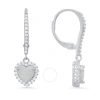 KYLIE HARPER KYLIE HARPER STERLING SILVER HEART-CUT OPAL CZ BIRTHSTONE HALO LEVERBACK EARRINGS