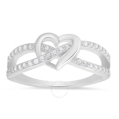 Kylie Harper Sterling Silver Heart Cz Ring In Silver Tone