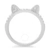 Kylie Harper Sterling Silver Kitty Cat Cz Band Ring In Silver Tone